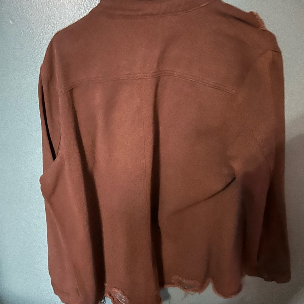 Brown Distressed Button-Up Jacket - image 2